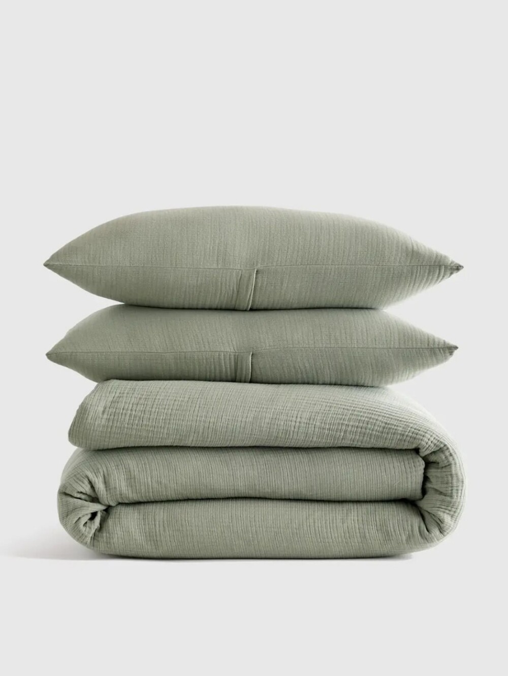 NWT Quince Organic Cotton Gauze Duvet Cover Set Queen Dried Sage - Picture 2 of 10